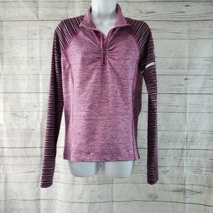 Novara Womens 1/4 Zip Pulover Sz Medium Purple Black Striped